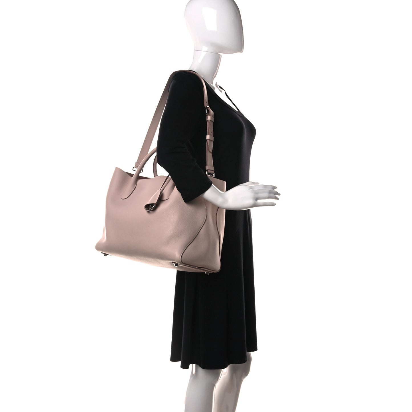 Supple Grained Calfskin Large Open Bar Tote Rose Poudre