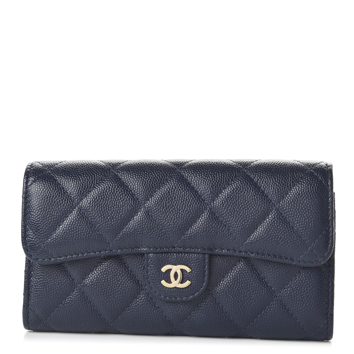 Caviar Quilted Medium Flap Wallet Blue