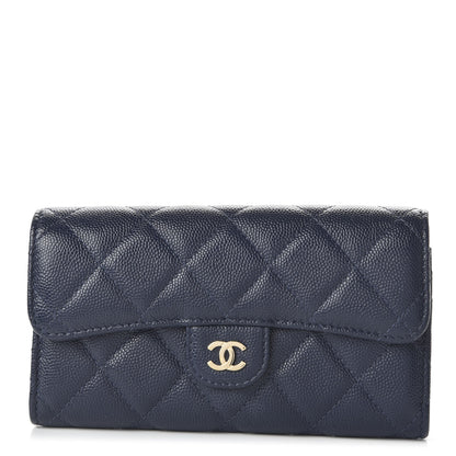 Chanel Caviar Quilted Medium Flap Wallet Blue 1 of 11