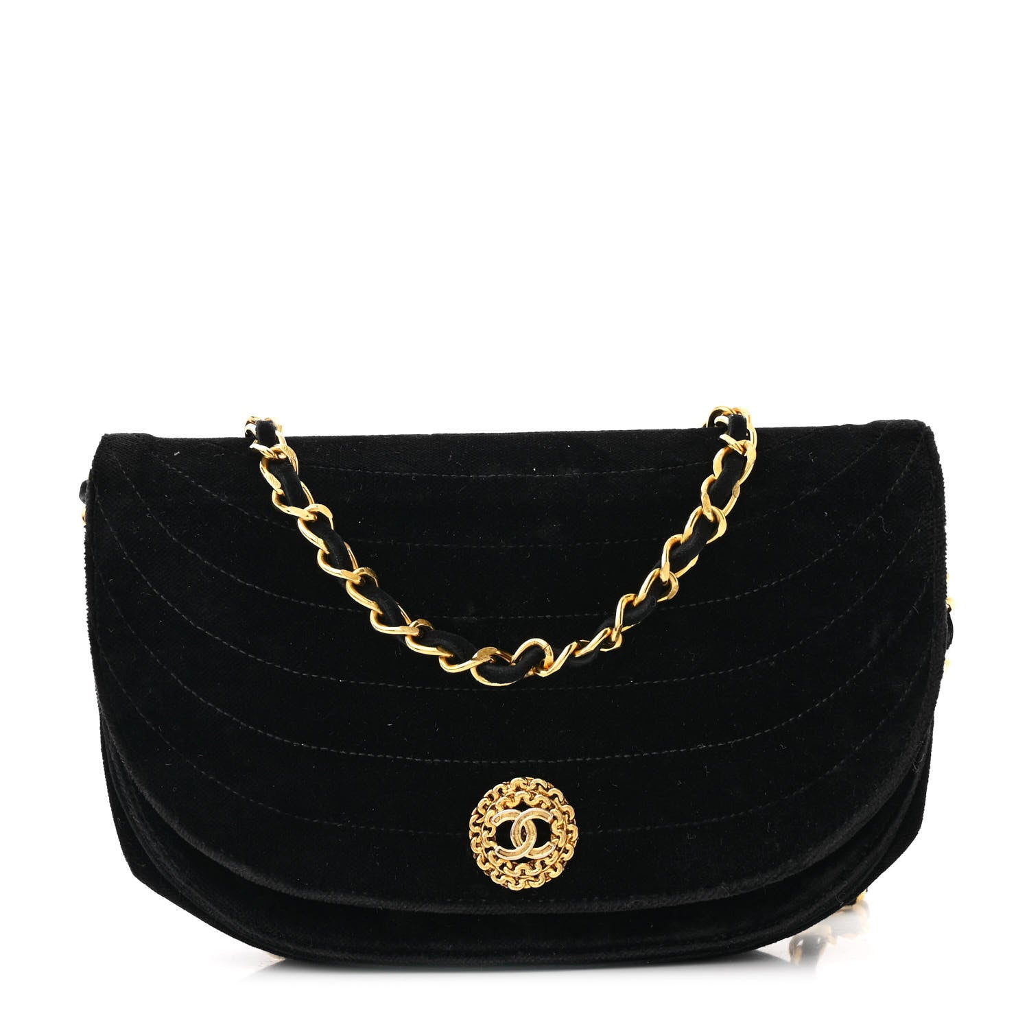 Chanel Velvet Horizontal Quilted Small Single Flap Black 1 of 13