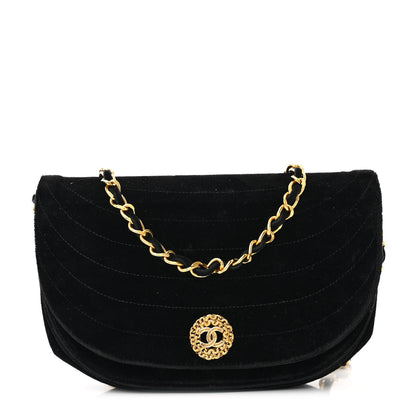 Chanel Velvet Horizontal Quilted Small Single Flap Black 1 of 13
