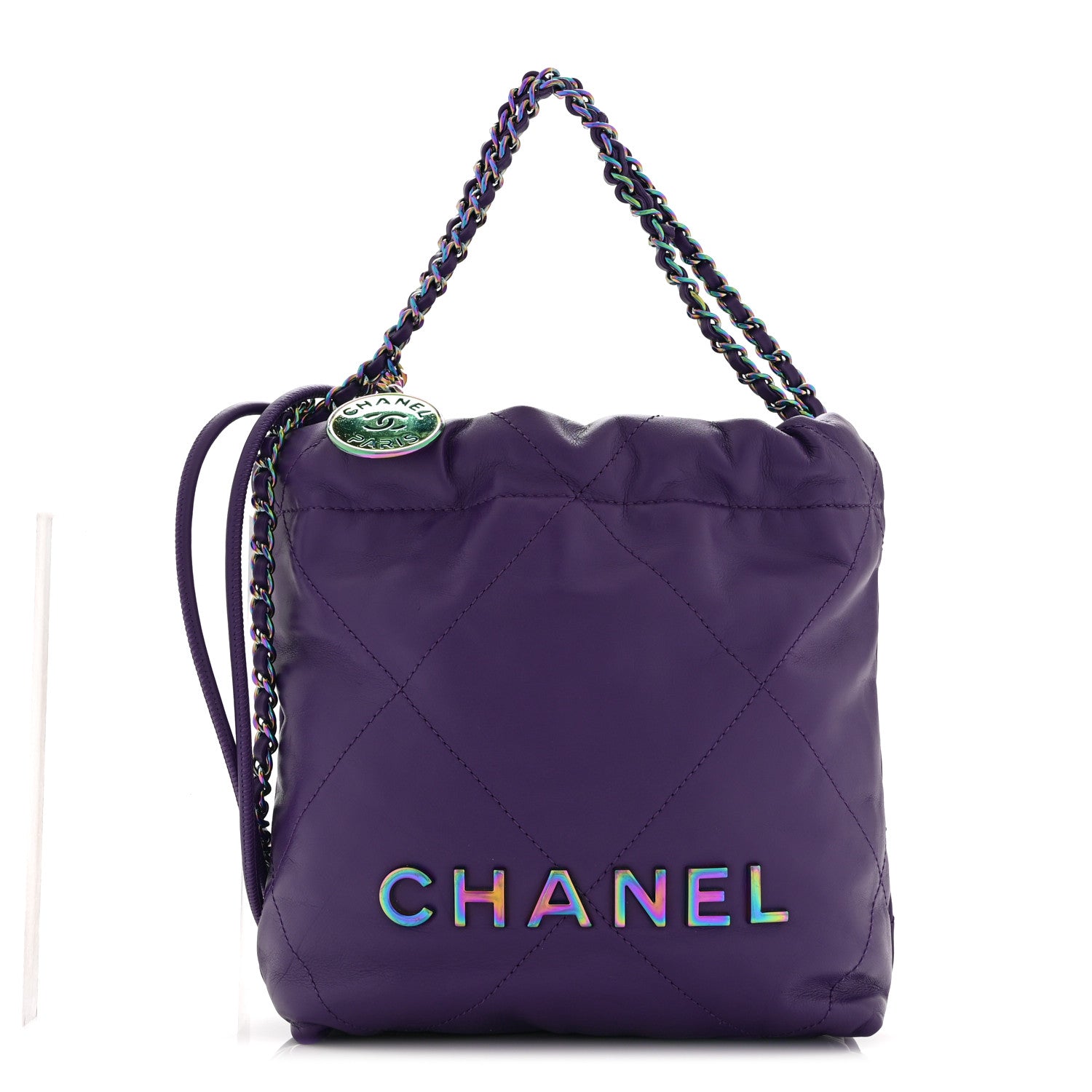 Chanel Shiny Calfskin Quilted Rainbow Mini Chanel 22 Purple 1 of 10