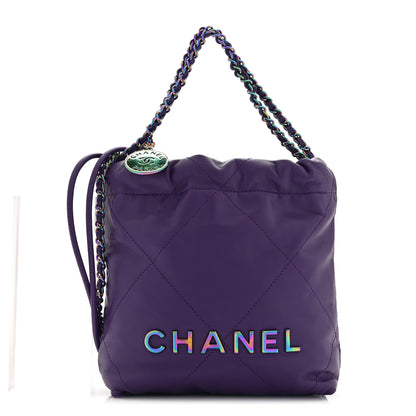 Chanel Shiny Calfskin Quilted Rainbow Mini Chanel 22 Purple 1 of 10