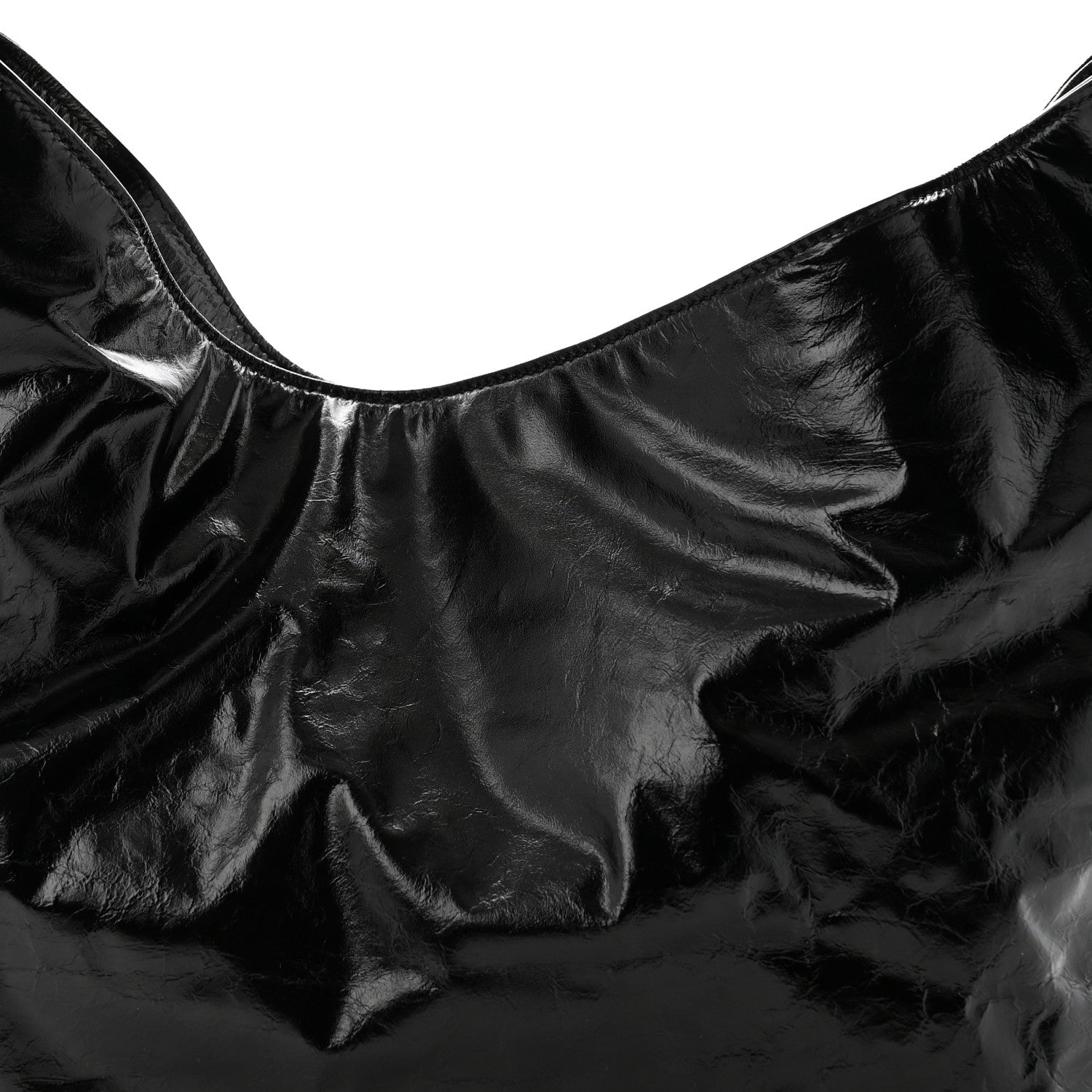 Saint Laurent Crinkled Calfskin Cassandre Hobo Black 8 of 10