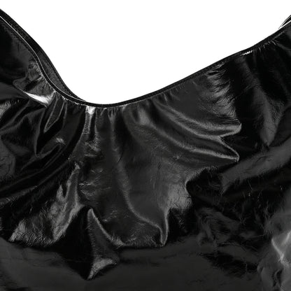 Saint Laurent Crinkled Calfskin Cassandre Hobo Black 8 of 10