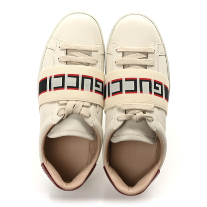 Gucci Calfskin Stripe Womens New Ace Sneakers 35 New Mystic White Ecru Red Flame 2 of 9