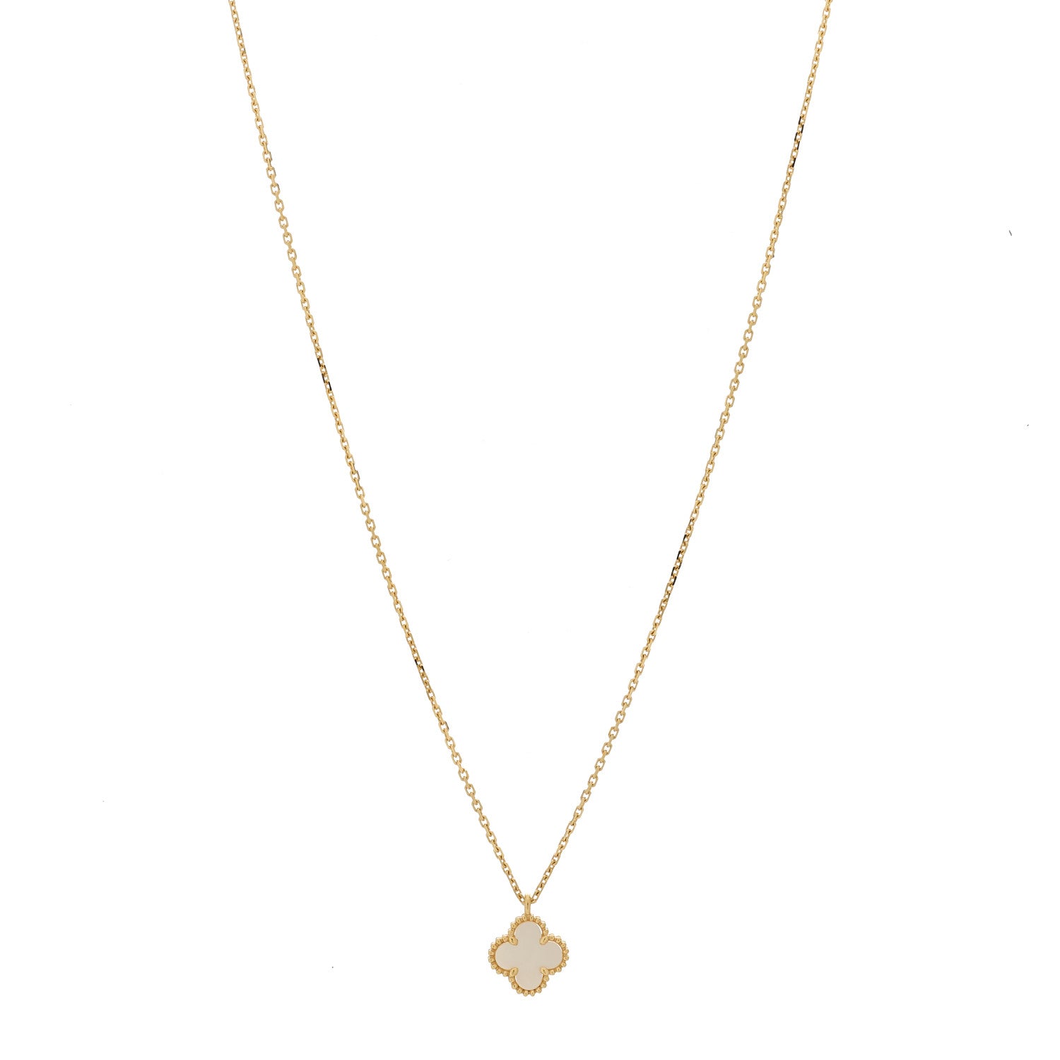 Van Cleef & Arpels 18K Yellow Gold Mother of Pearl Sweet Alhambra Pendant Necklace 1 of 6