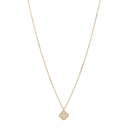 Van Cleef & Arpels 18K Yellow Gold Mother of Pearl Sweet Alhambra Pendant Necklace 1 of 6