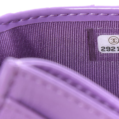 Chanel Patent Quilted Card Holder Purple 8 of 9