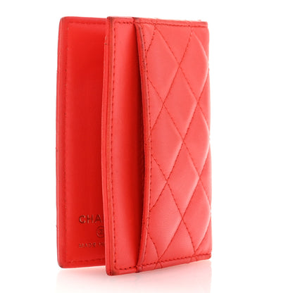 Chanel Lambskin Quilted Card Holder Wallet Red 2 of 10