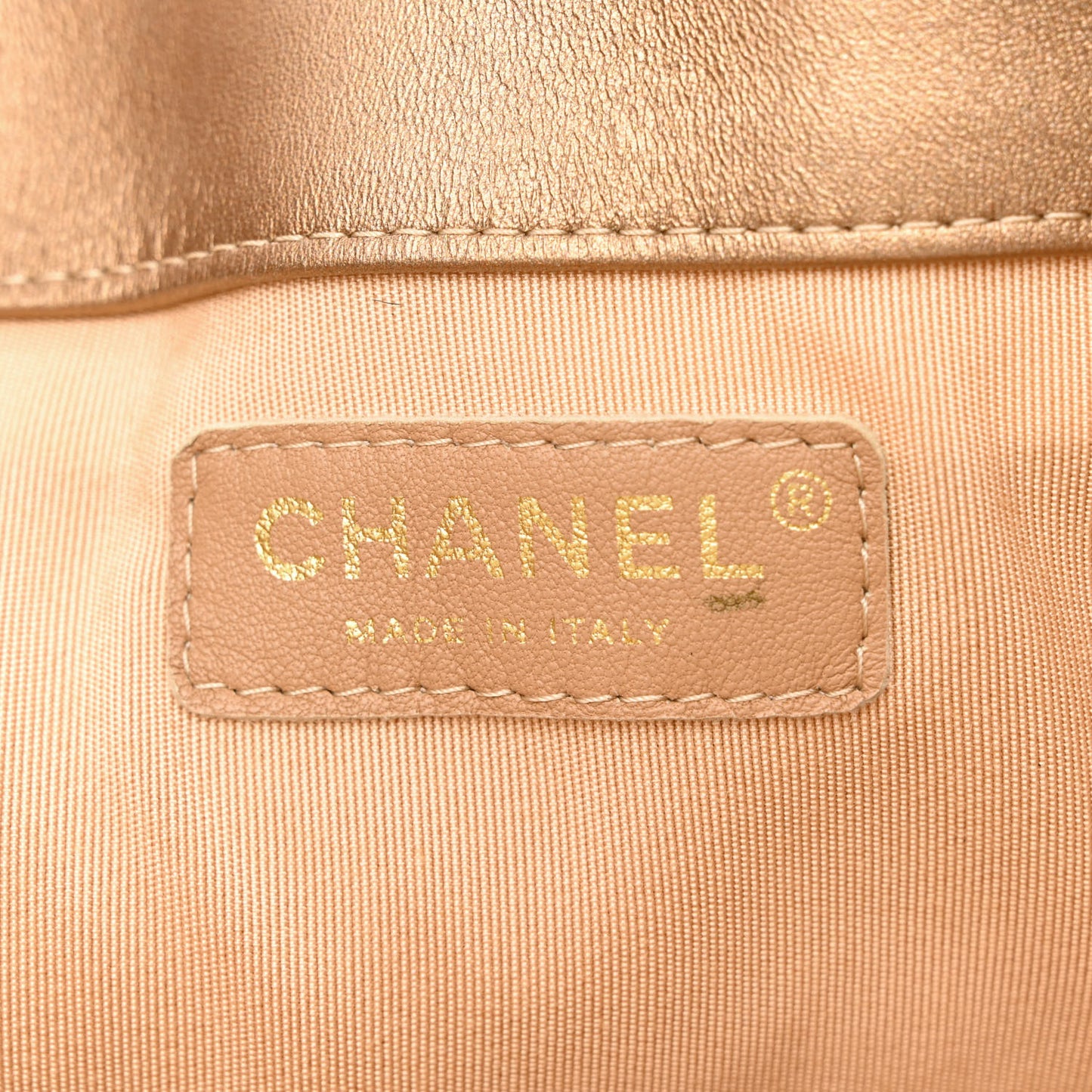 Metallic Lambskin Coco Pleats Drawstring Bag Gold