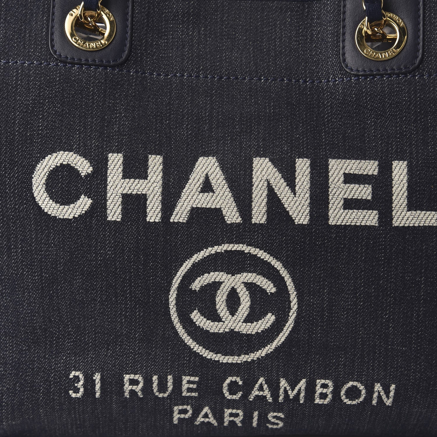 Chanel Denim Small Deauville Tote Dark Blue 10 of 13