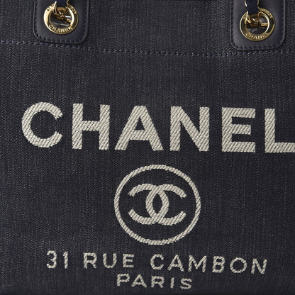 Chanel Denim Small Deauville Tote Dark Blue 10 of 13