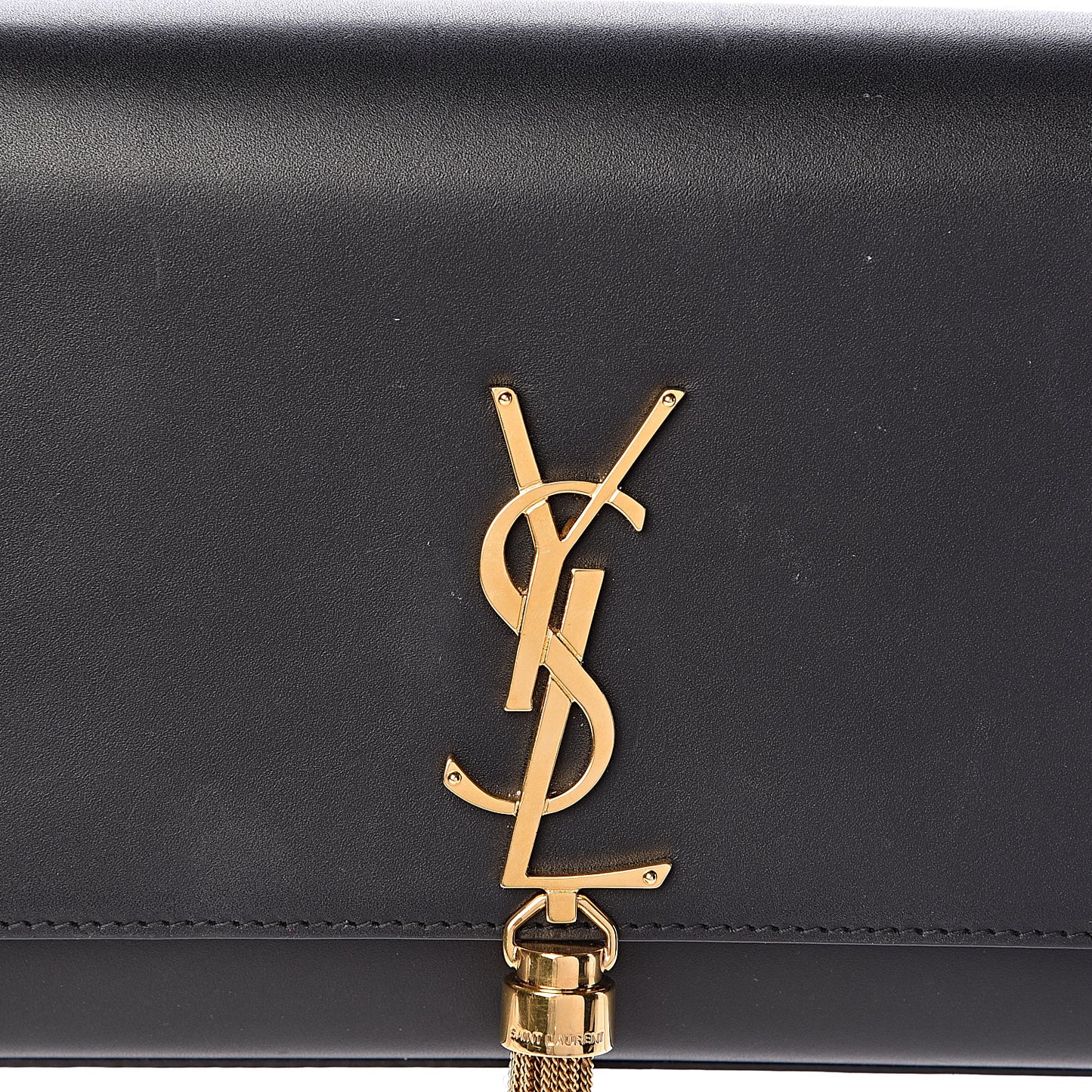Smooth Calfskin Medium Classic Monogram Kate Tassel Satchel Black