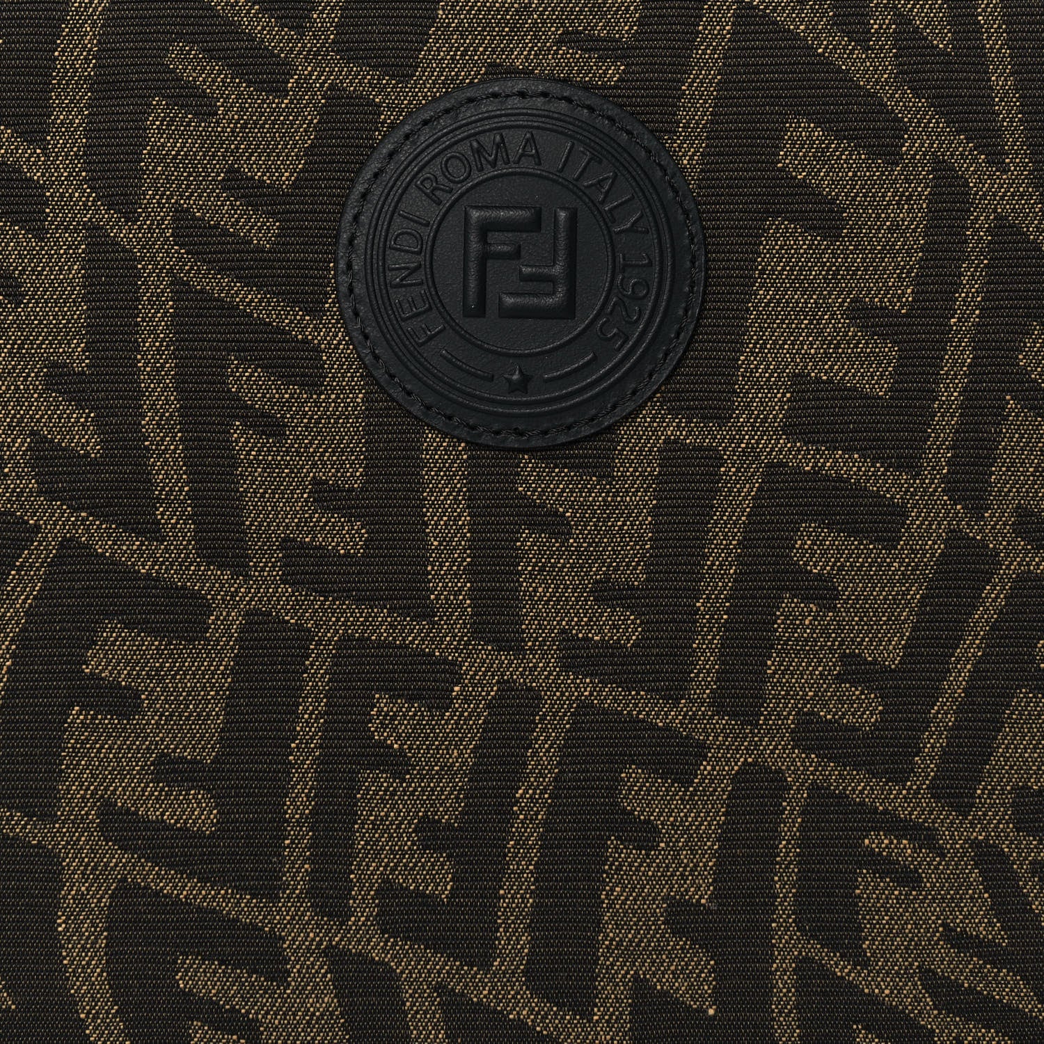 Fendi X SARAH COLEMAN Fabric Jacquard Vitello King FF Vertigo Medium Flat Pouch Tobacco Moro Black 8 of 14