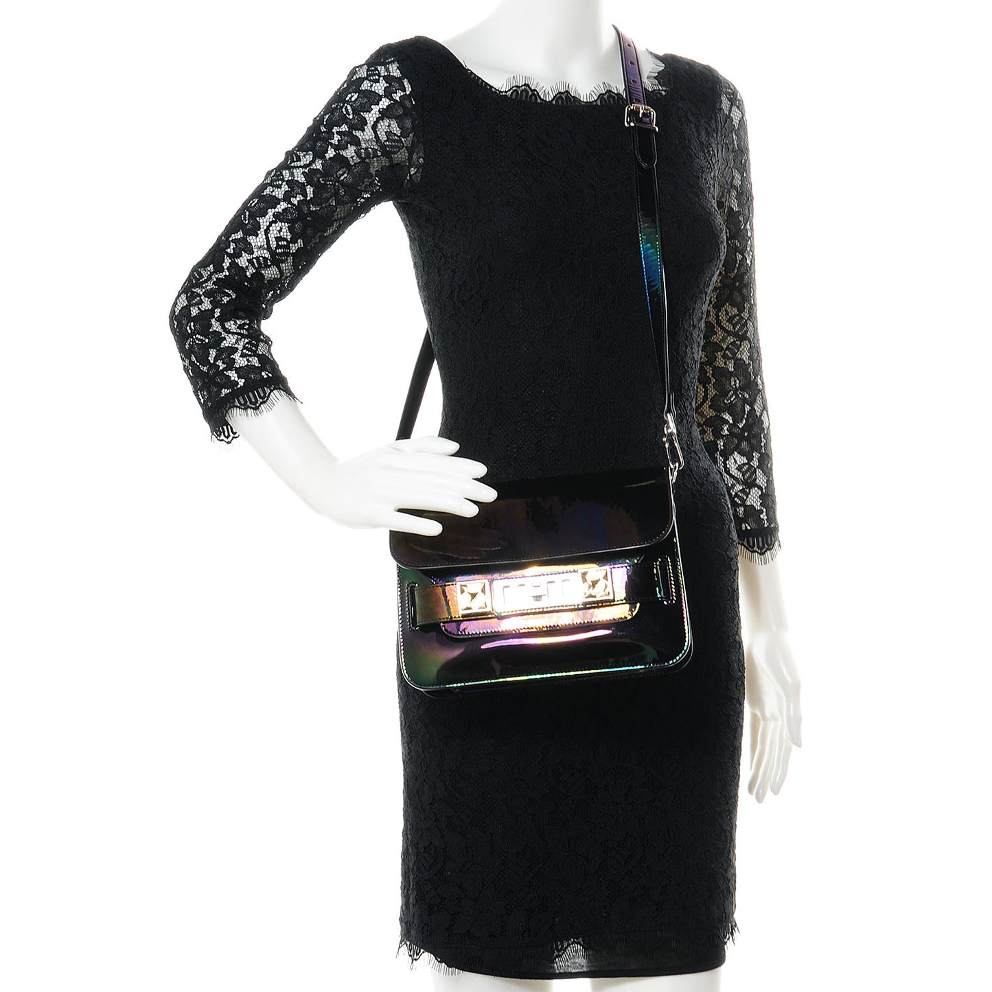 PS11 Mini Classic Shoulder Bag Holographic Oil Slick