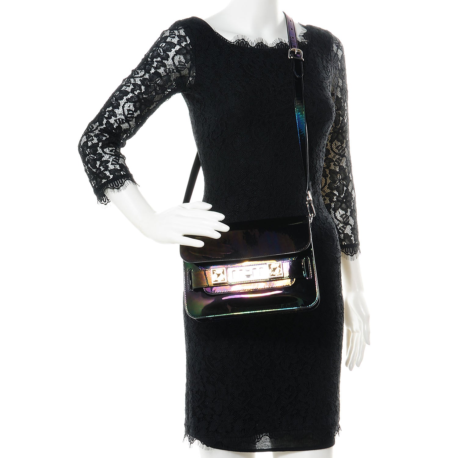 Proenza Schouler PS11 Mini Classic Shoulder Bag Holographic Oil Slick 2 of 12