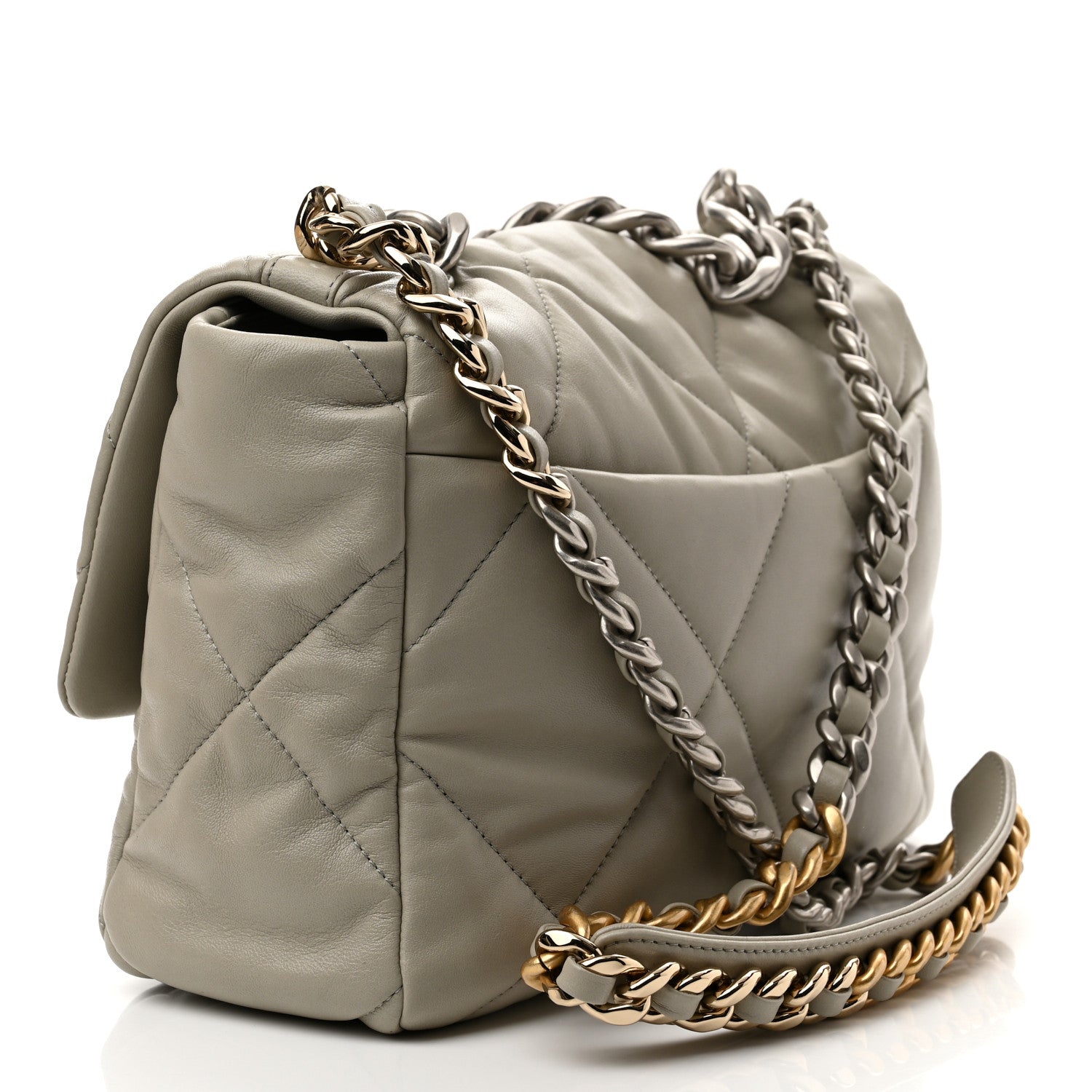 Chanel Lambskin Quilted Large Chanel 19 Flap Grey 3 of 10