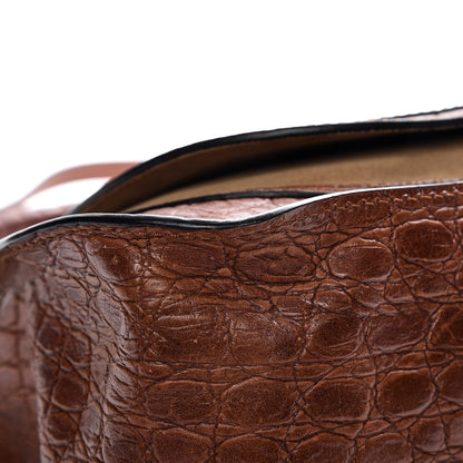 Chloe Calfskin Crocodile Embossed Medium Marcie Satchel Mahogany 11 of 13