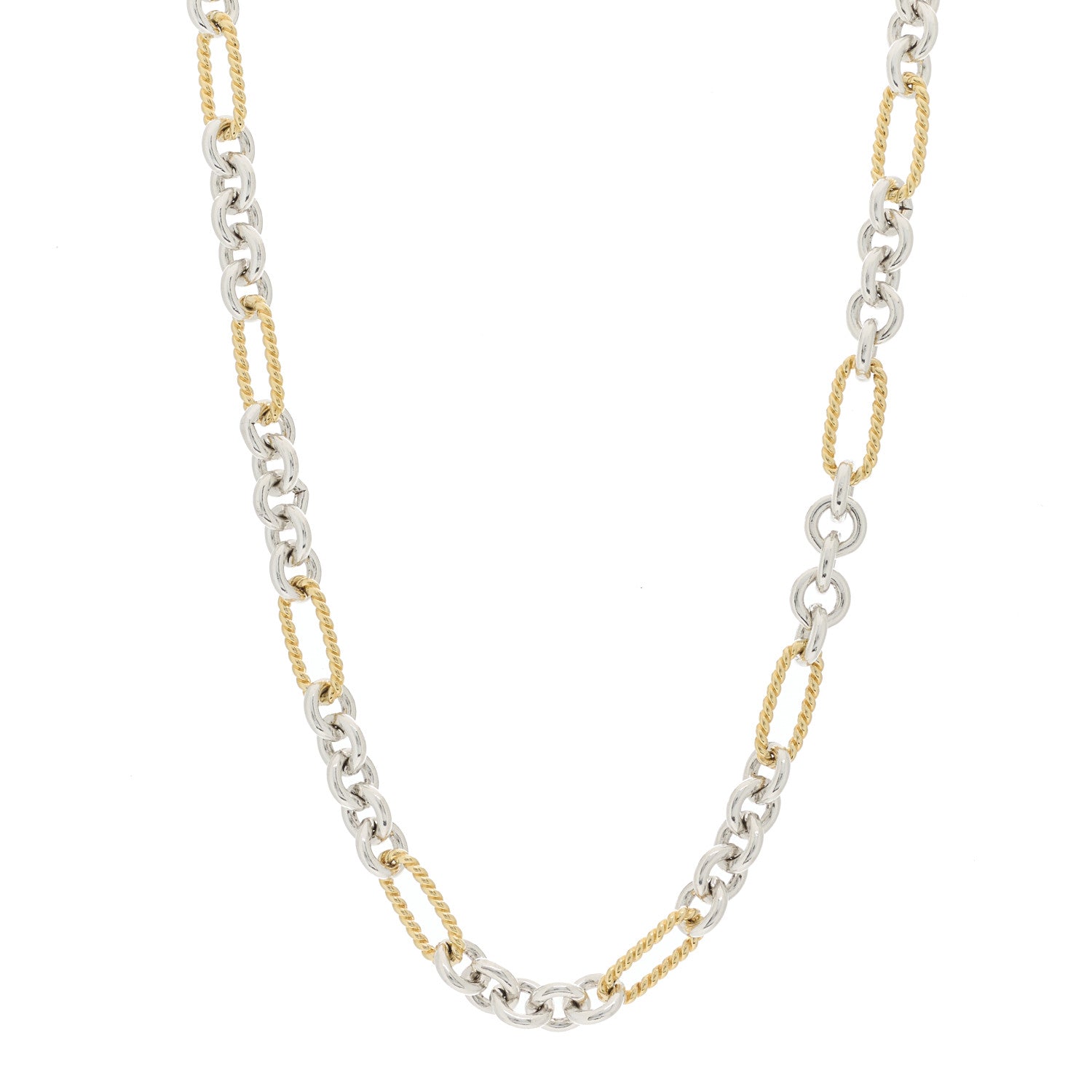 David Yurman Sterling Silver 18K Yellow Gold Figaro Link Toggle Necklace 1 of 5