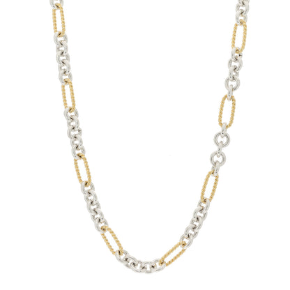David Yurman Sterling Silver 18K Yellow Gold Figaro Link Toggle Necklace 1 of 5