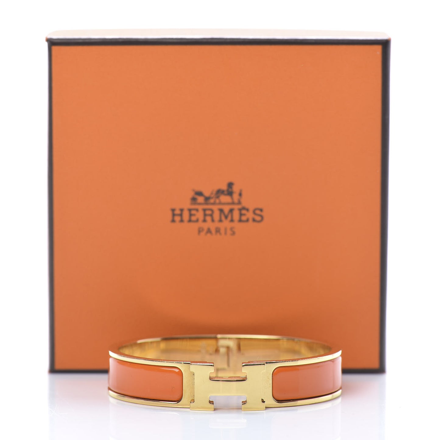 Enamel Narrow Clic Clac H Bracelet PM Orange