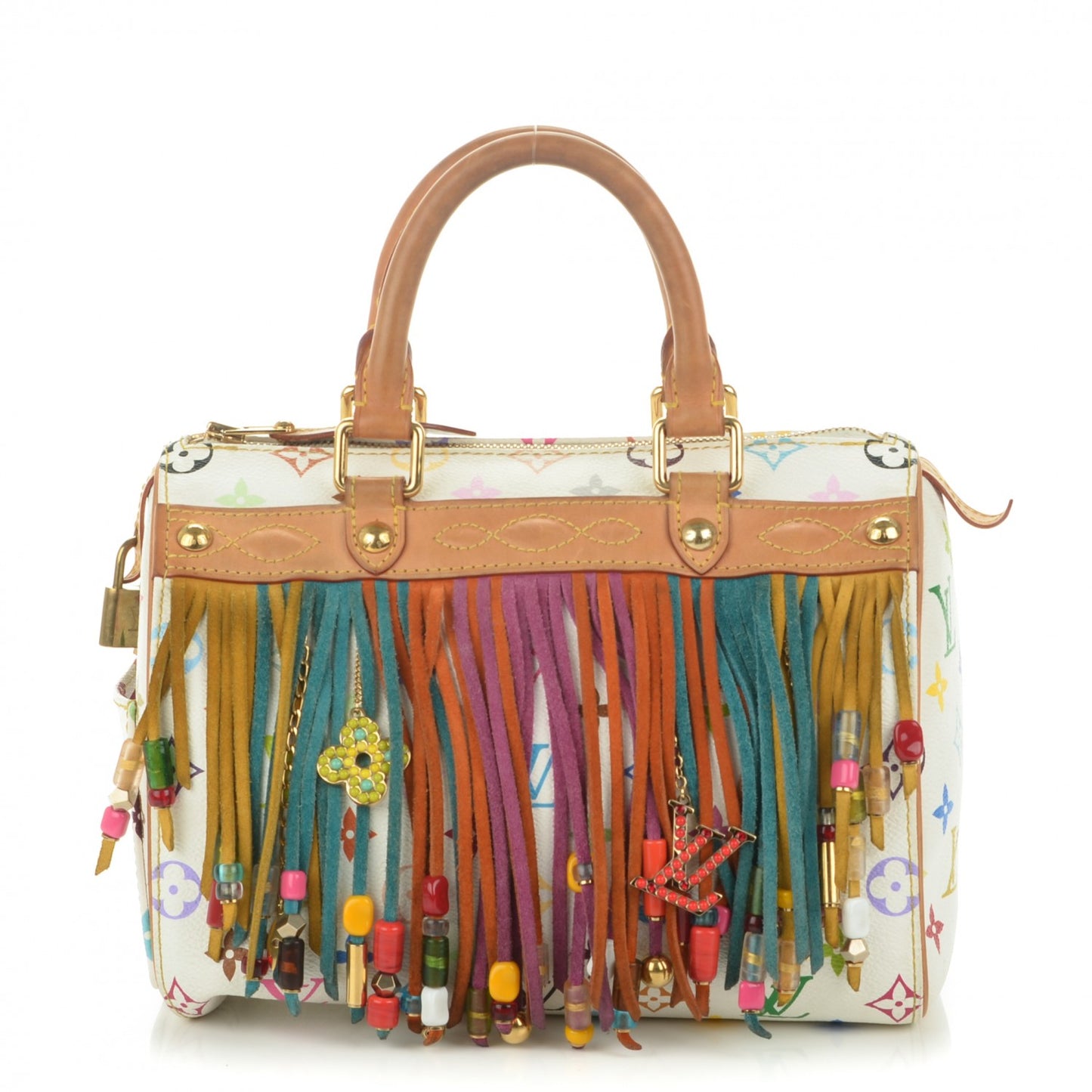 Monogram Multicolor Fringe Speedy 25 White