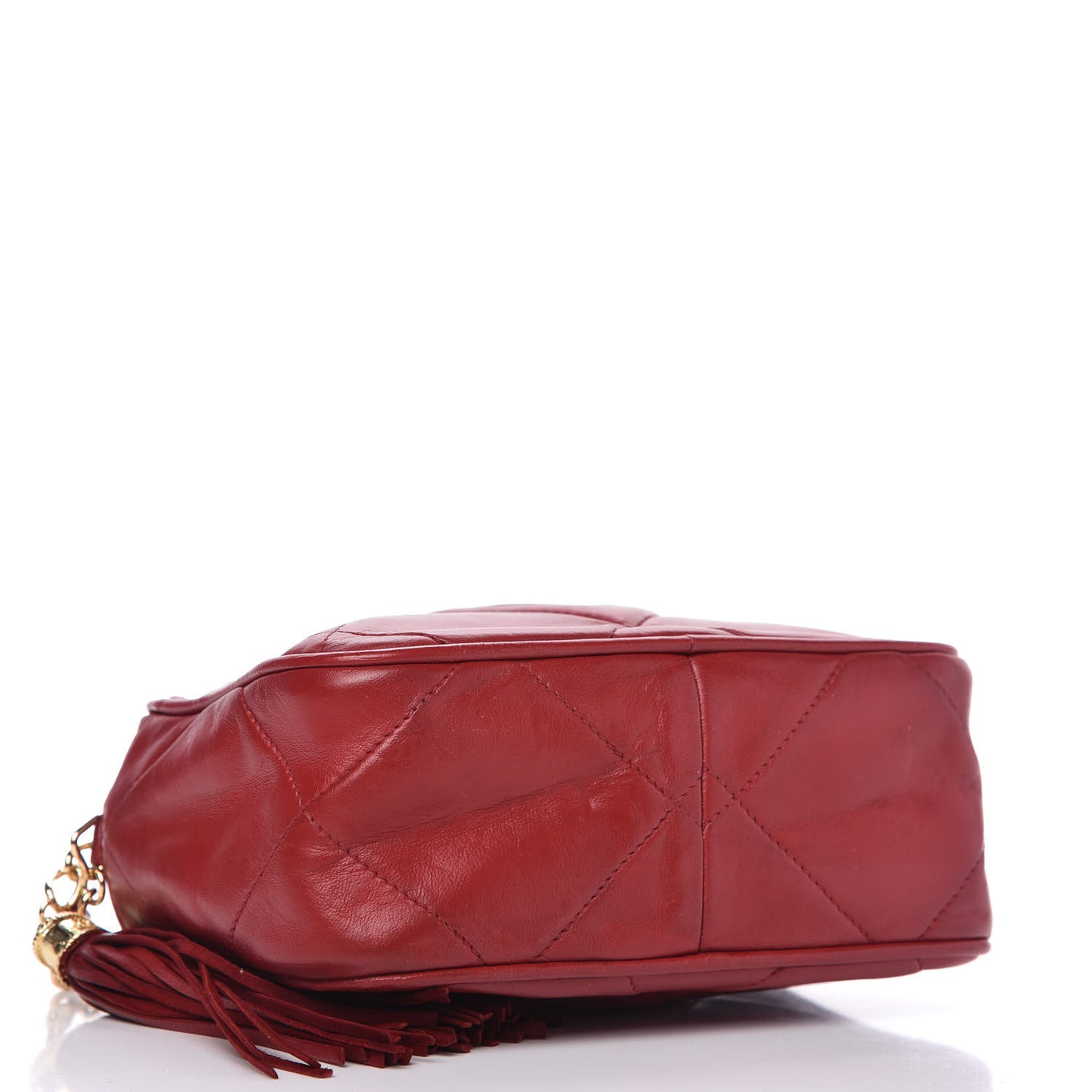 Lambskin Quilted Tassel Camera Case Red