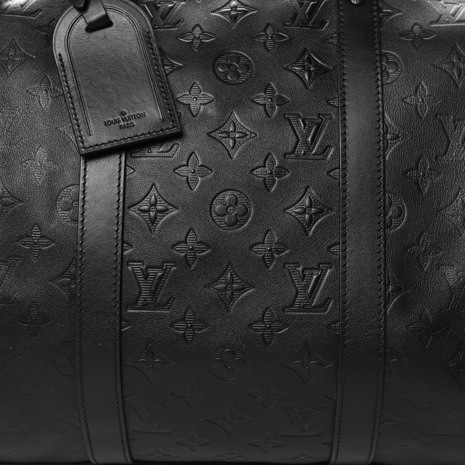 Louis Vuitton Calfskin Shadow Monogram Keepall Bandouliere 50 Black 6 of 11