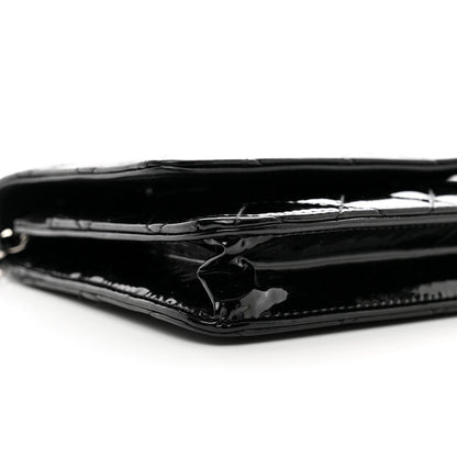 Chanel Patent Quilted Wallet On Chain WOC Black 10 of 12