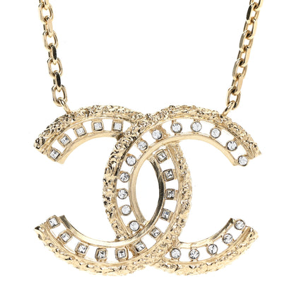 Chanel Crystal Textured CC Necklace Gold 4 of 7