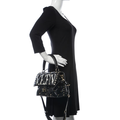Valentino Garavani Lambskin VLTN Print Candystud Top Handle Bag Black 3 of 12