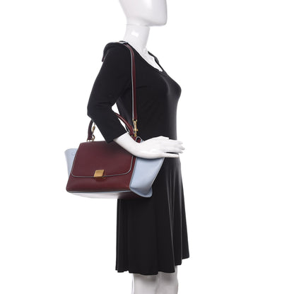 Celine Smooth Calfskin Small Bi-Color Trapeze Burgundy Azur 2 of 17