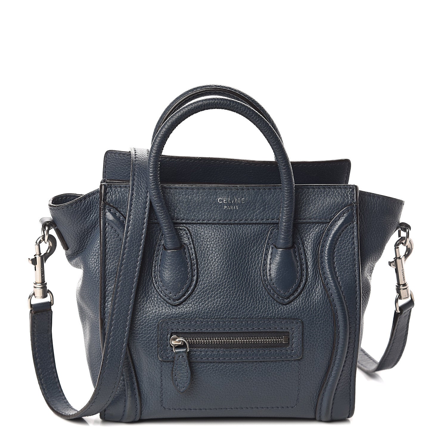 Celine Drummed Calfskin Nano Luggage Orage 1 of 8