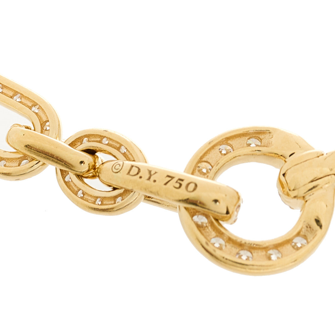 David Yurman 18K Yellow Gold Diamond 6.5mm Lexington Chain Bracelet 3 of 4