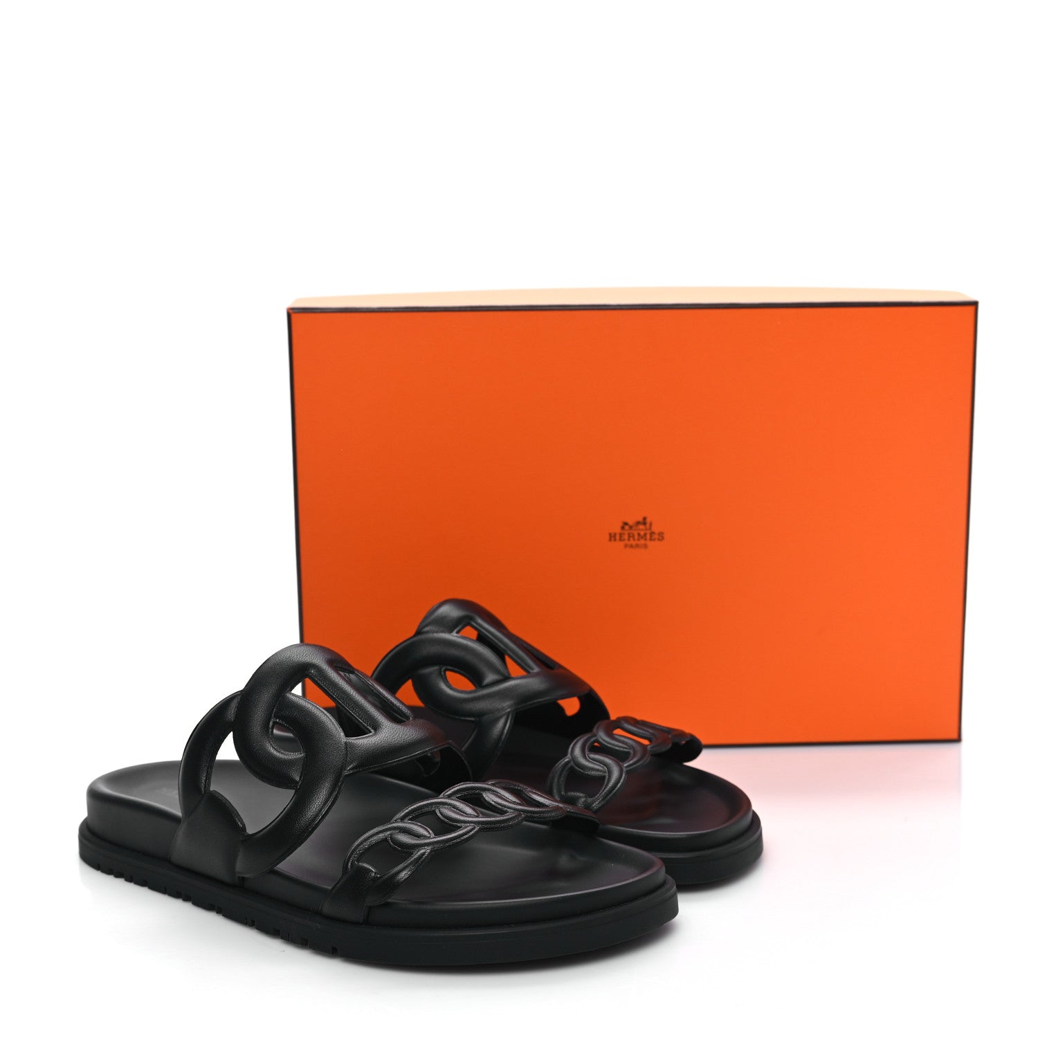 Hermes Nappa Extra Sandals 36 Black 2 of 9