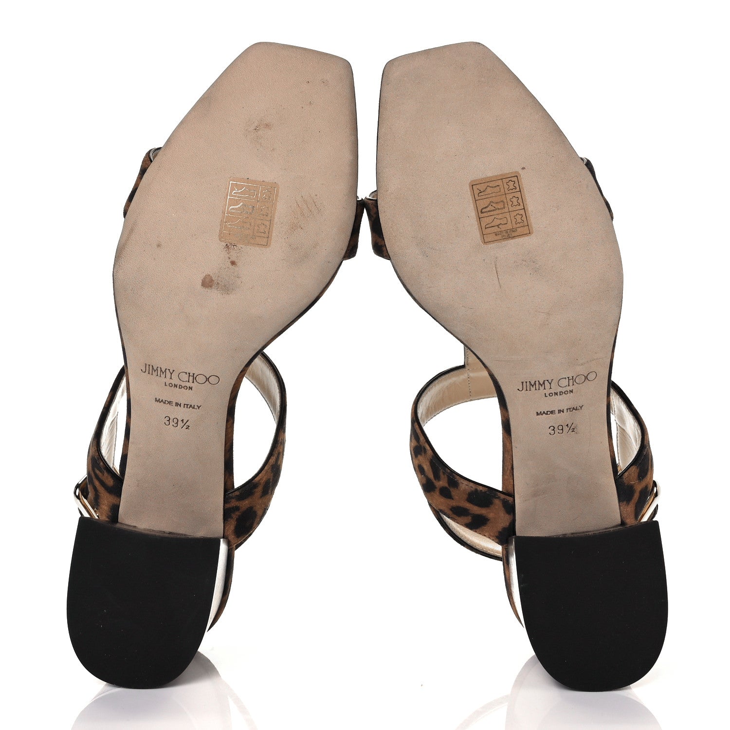 Jimmy Choo Suede Leopard Print Jin 45 Sandals 39.5 Natural Mix 5 of 8