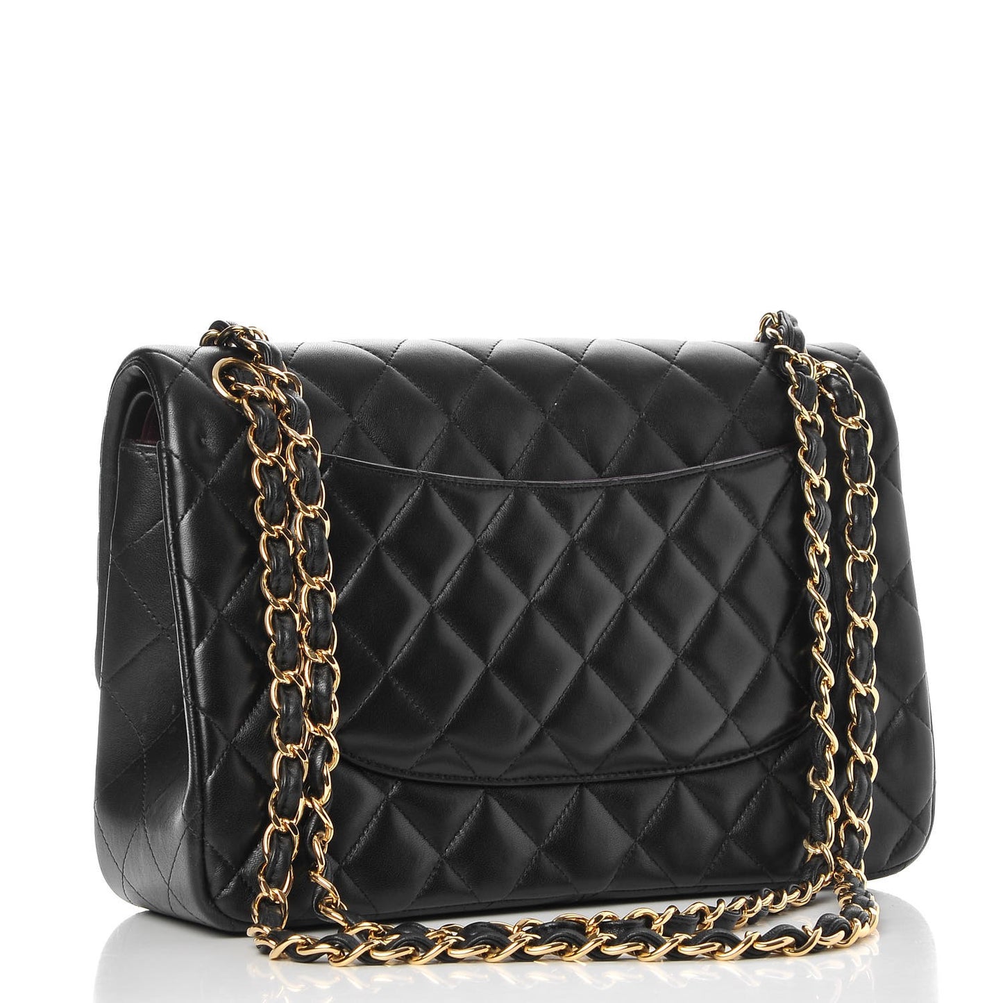 Lambskin Quilted Jumbo Double Flap Black
