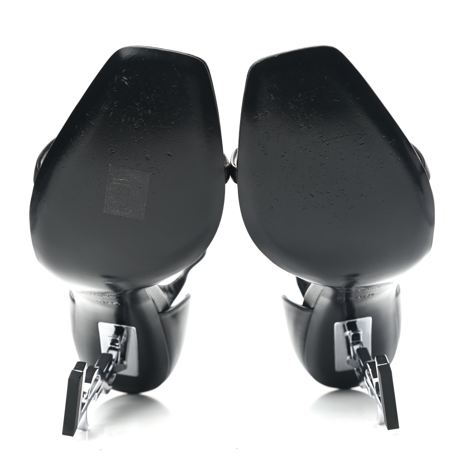 Saint Laurent Calfskin Opyum 110 Sandals 40.5 Black Silver 5 of 11