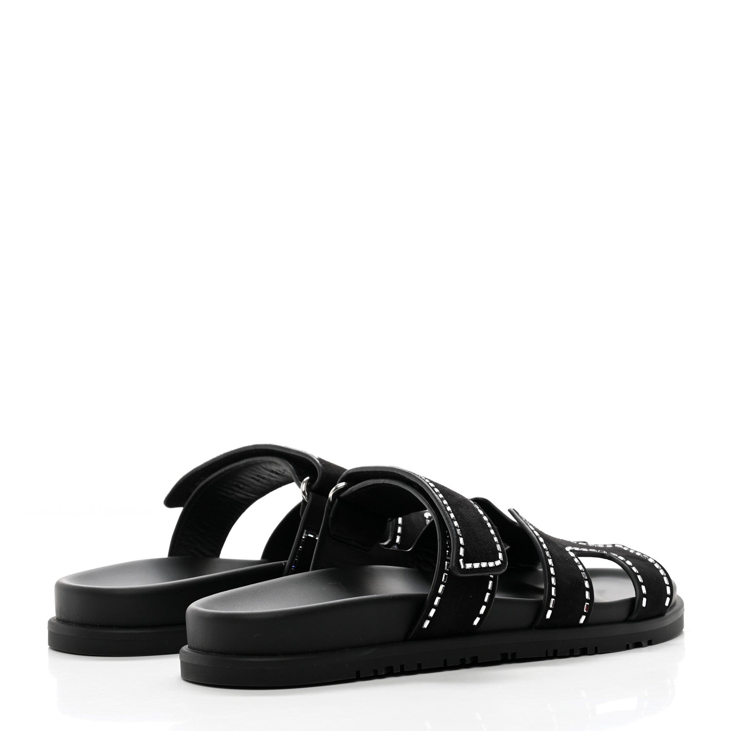 Hermes Suede Crystal Womens Chypre Sandals 38 Black 4 of 14