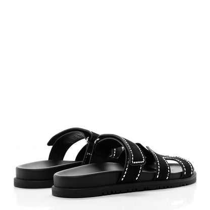 Hermes Suede Crystal Womens Chypre Sandals 38 Black 4 of 14