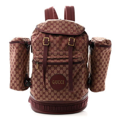 Gucci GG Monogram Script Logo Large Double Pocket Backpack Sahara Rubino Bordeaux 1 of 14