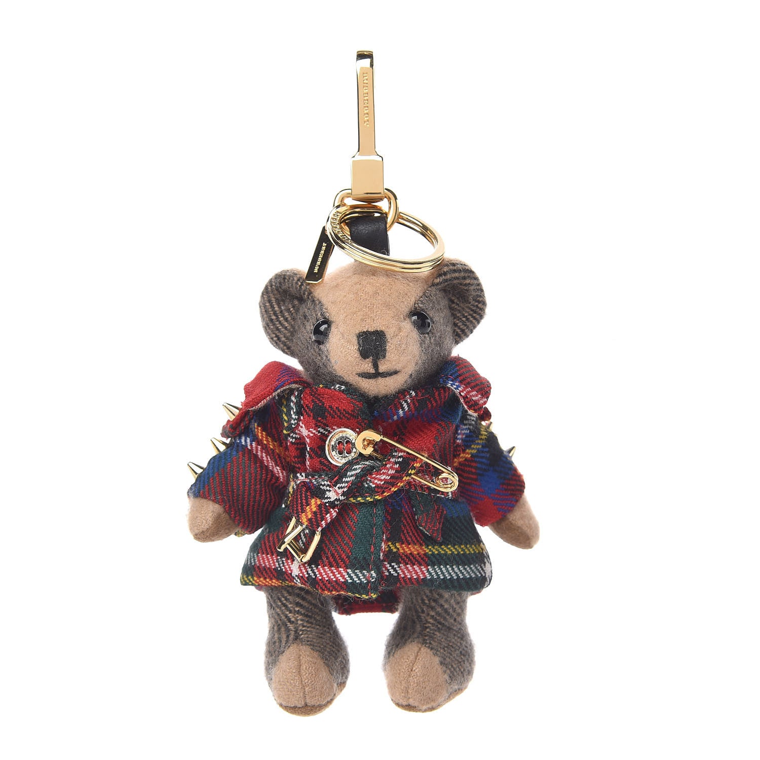 Burberry Cashmere Tartan Check Thomas Trench Teddy Bear Keychain Charm 1 of 2
