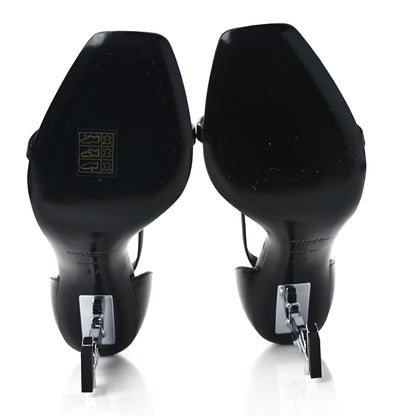 Saint Laurent Calfskin Opyum 110 Sandals 37 Black Silver 5 of 8