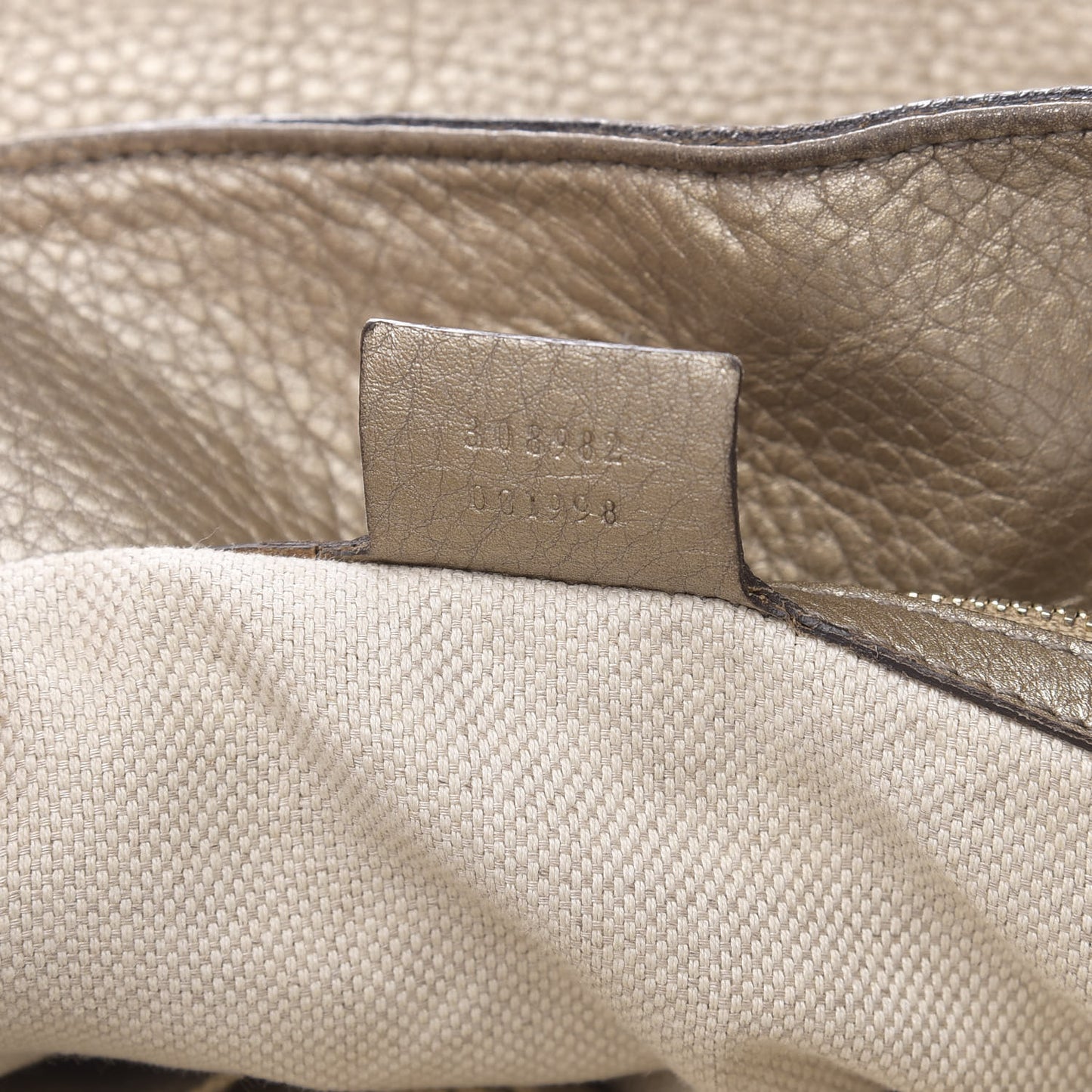 Metallic Pebbled Calfskin Medium Soho Chain Shoulder Bag Golden Beige