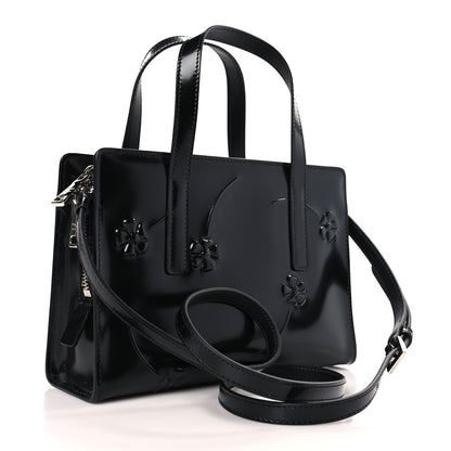 Prada Spazzolato Floral Mini Re-Edition 1995 Double Handle Handbag Black 3 of 8