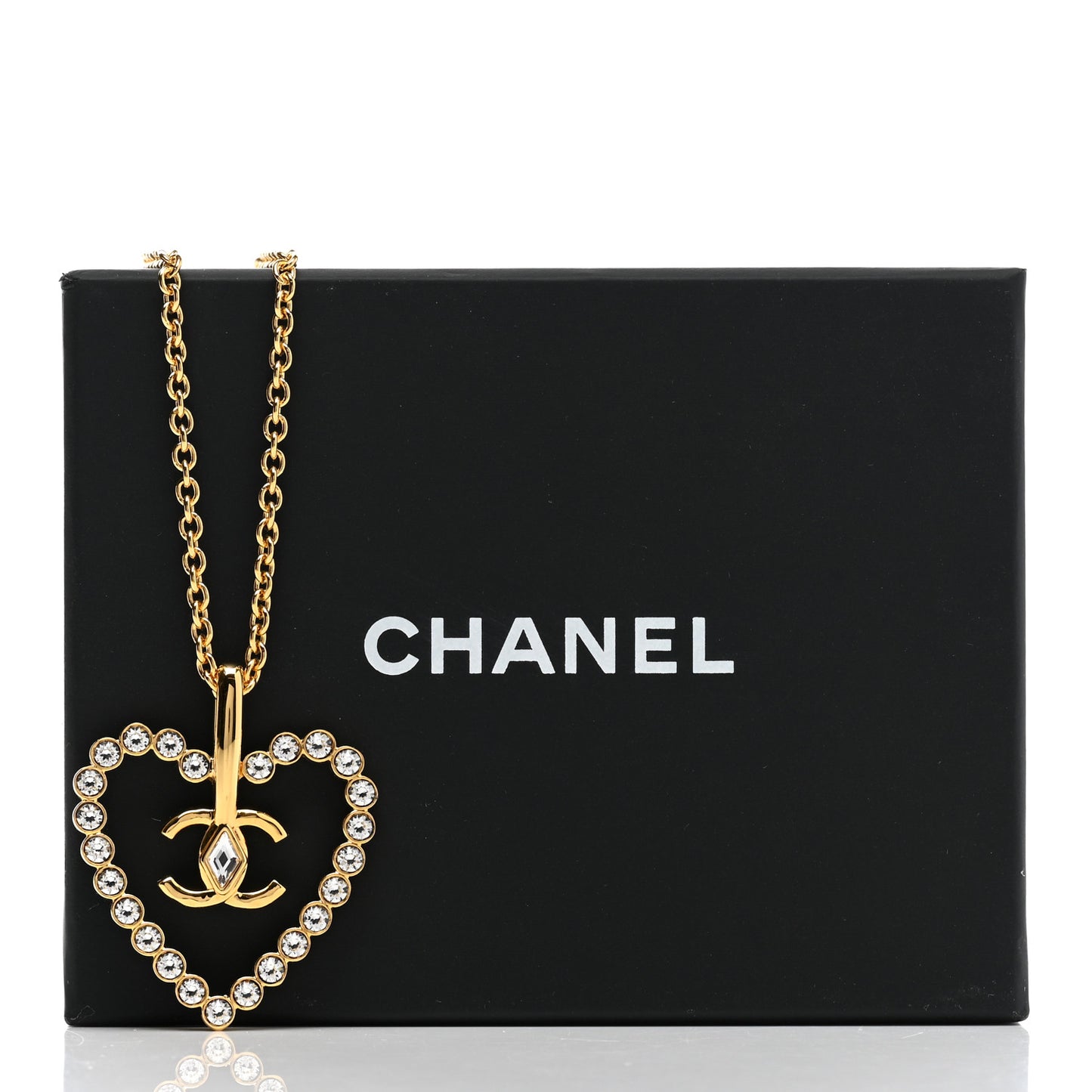 Crystal CC Heart Necklace Gold