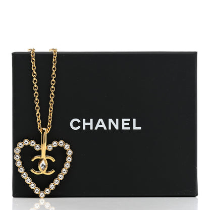 Chanel Crystal CC Heart Necklace Gold 6 of 6