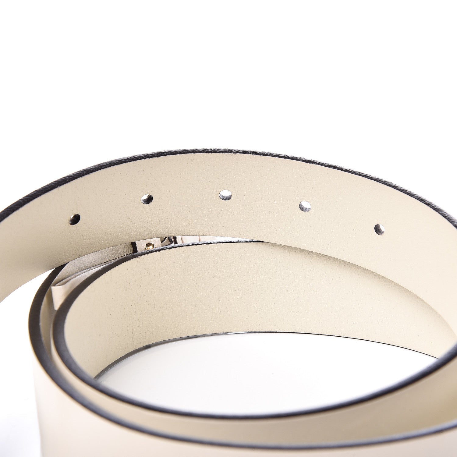 Gucci Margaux Calfskin Studded Interlocking G 30mm Belt 90 36 Mystic White 5 of 7