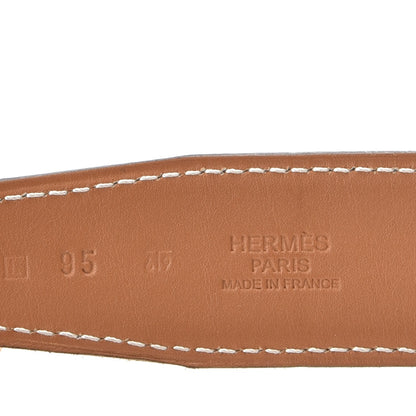 Hermes Chamonix Epsom Reversible 32mm Belt Strap 95 Gold Blanc 5 of 9